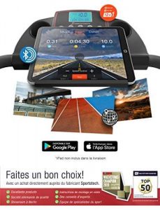 écran connecté du tapis de course sportstech F10